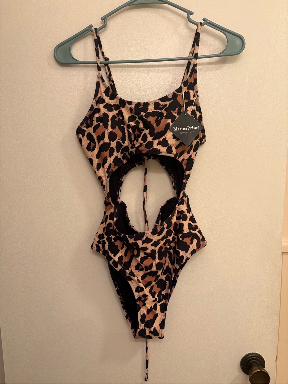 NWT Marina Prime Leopard Print Cut-Out One Piece Swimsuit - Size Small